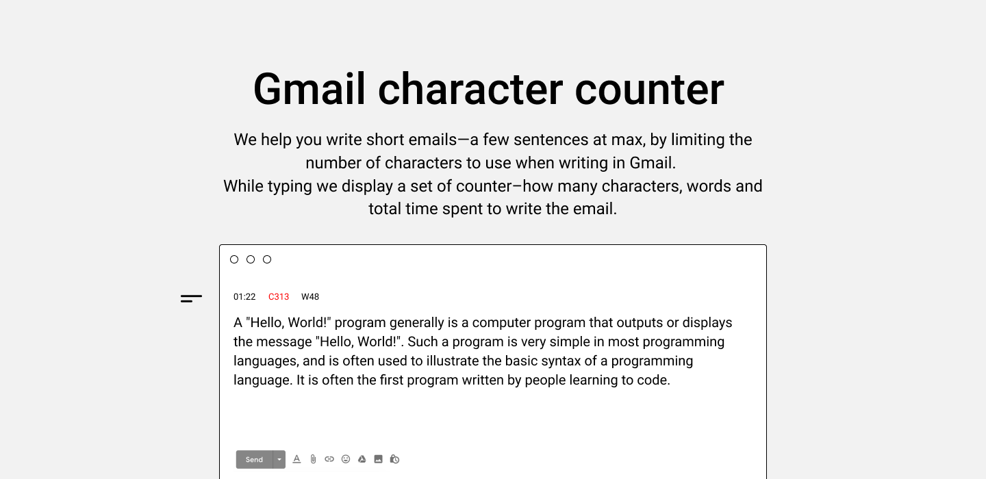 Gmail character counter gallery image