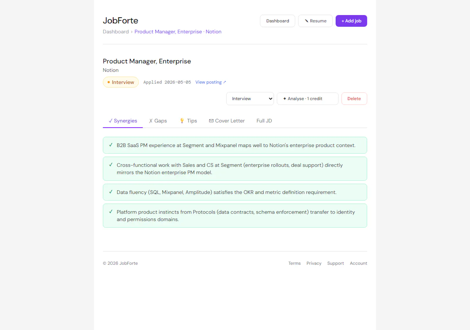 AI resume fit + tracking, free to start screenshot 2