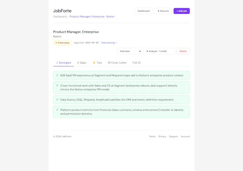 AI resume fit + tracking, free to start screenshot 2