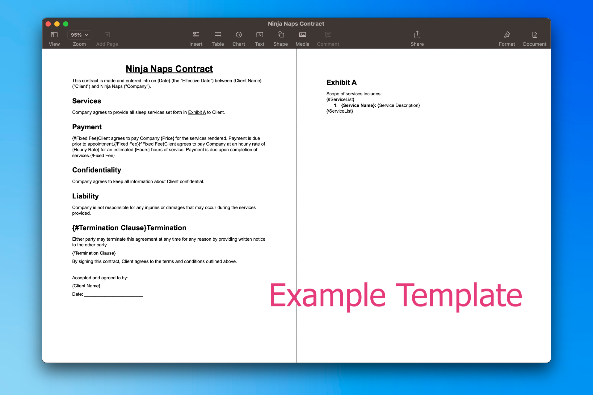 Экспорт в Word Pro - Генерировать документы слова из шаблона медиа 2