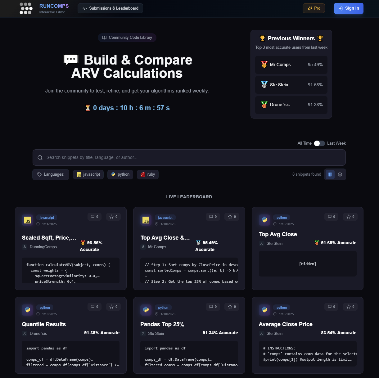 runcomps.dev - 独自のホーム値アルゴリズムをコーディングしてランク付けしますメディア1