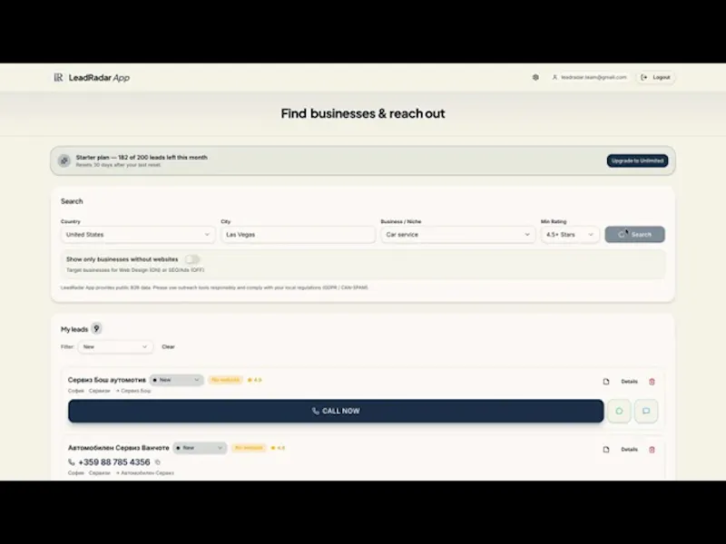 LeadRadar App —  screenshot 1 (video preview)
