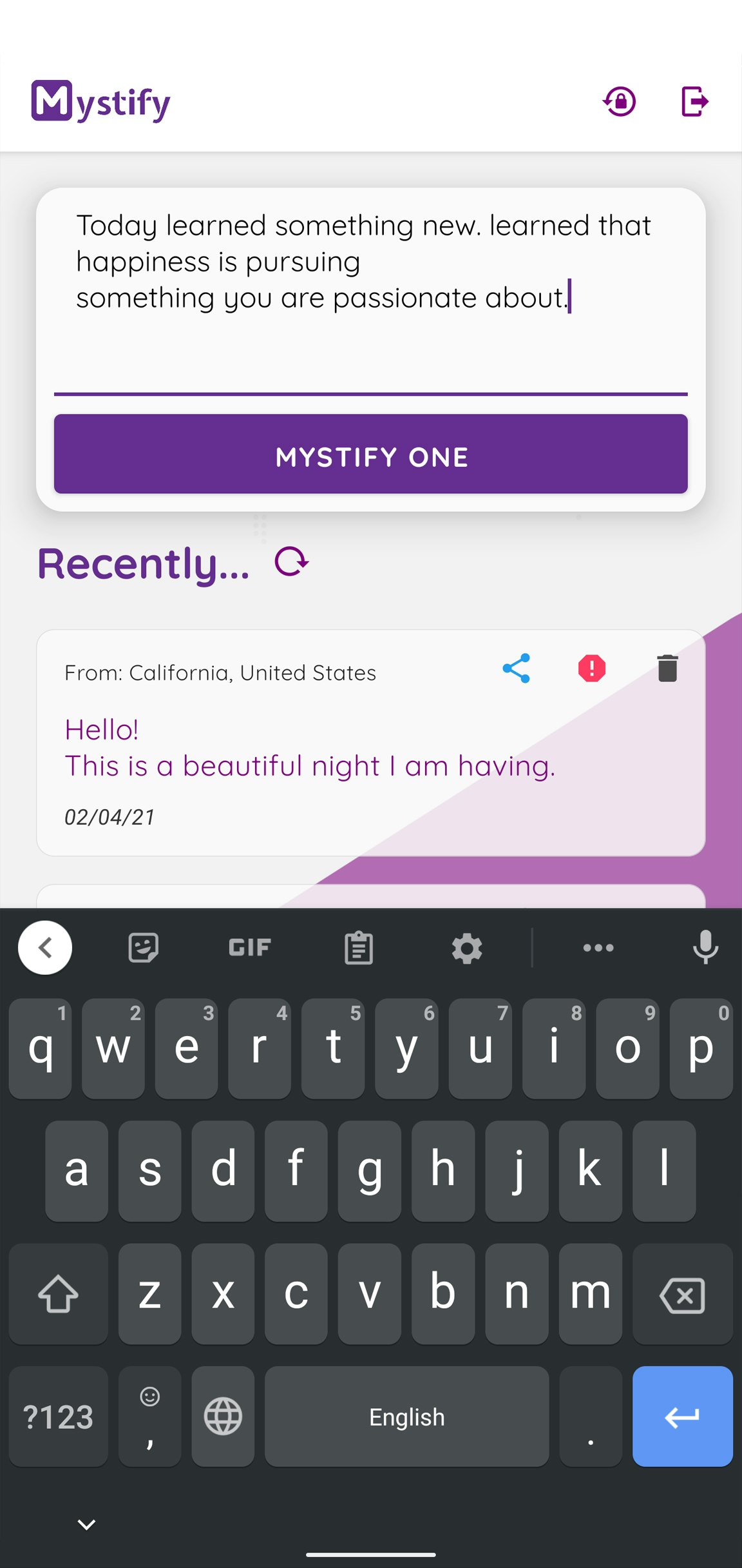 Mystify App gallery image
