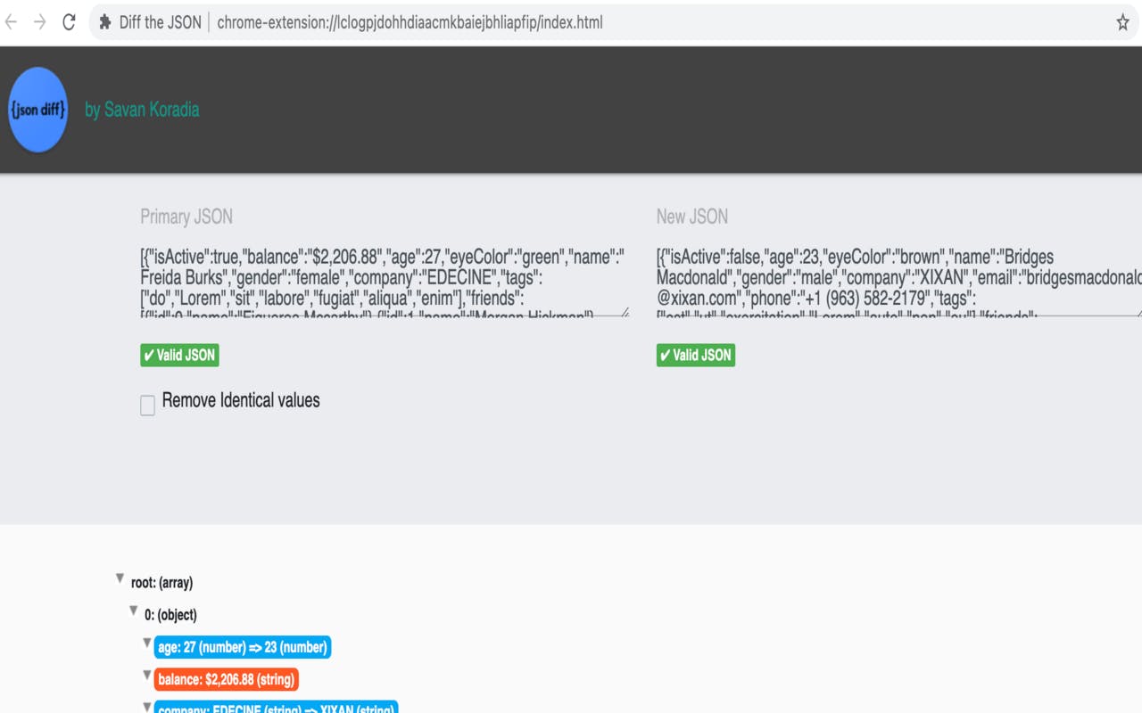 JSON Diff - Chrome Extension media 1