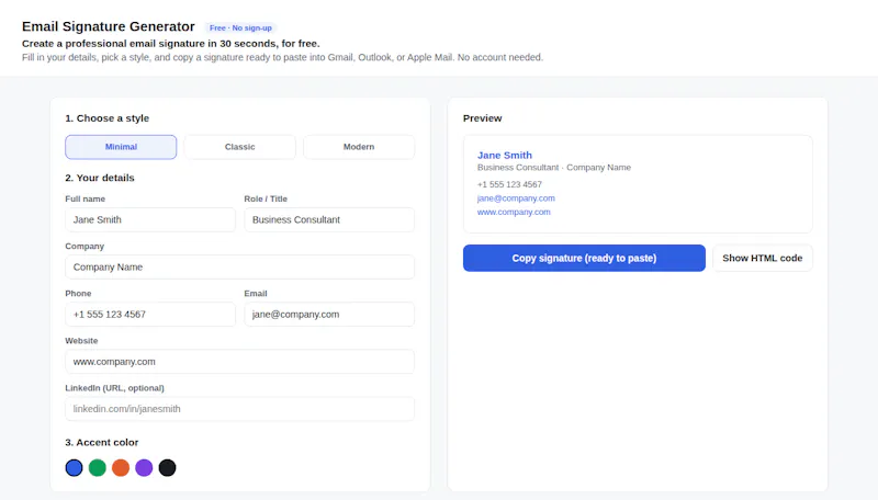 FreeSignature screenshot 1