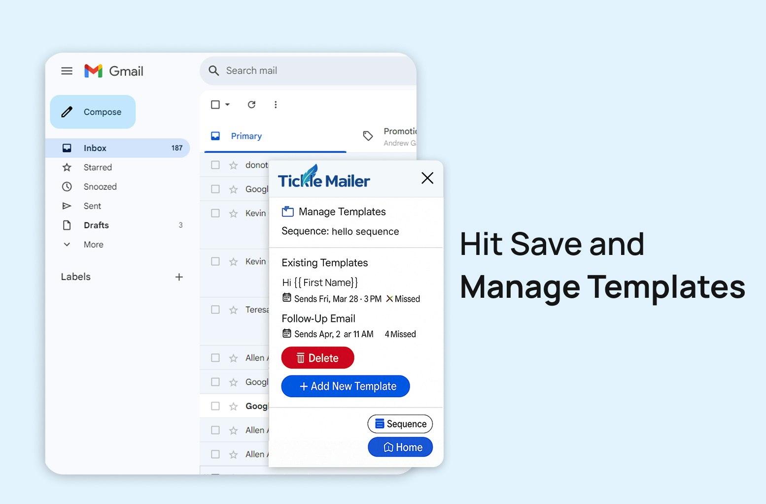 Mídia 6 de Tickle Mailer - Campanhas de e -mail do Featherlight no Gmail