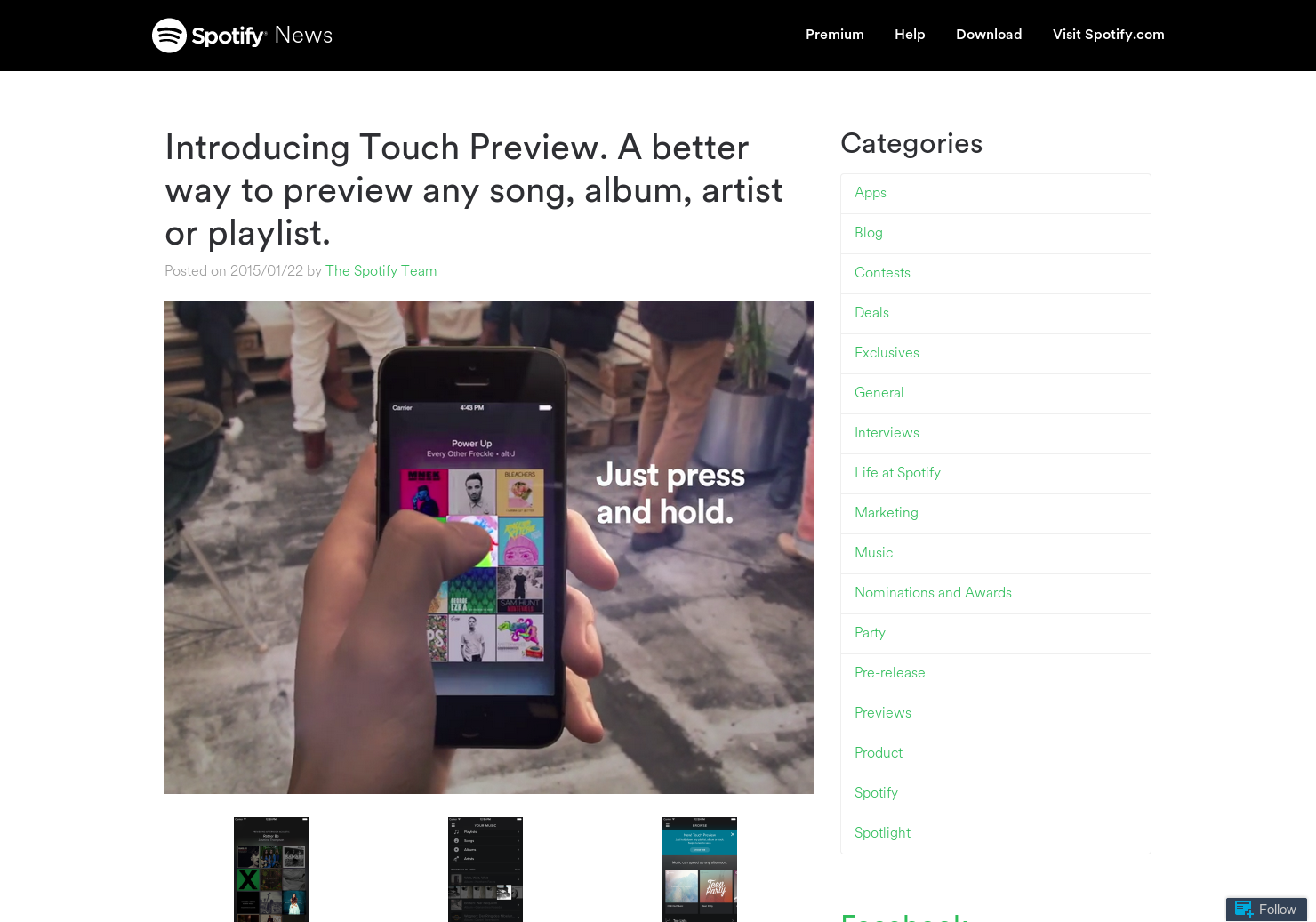 Spotify Touch Preview
