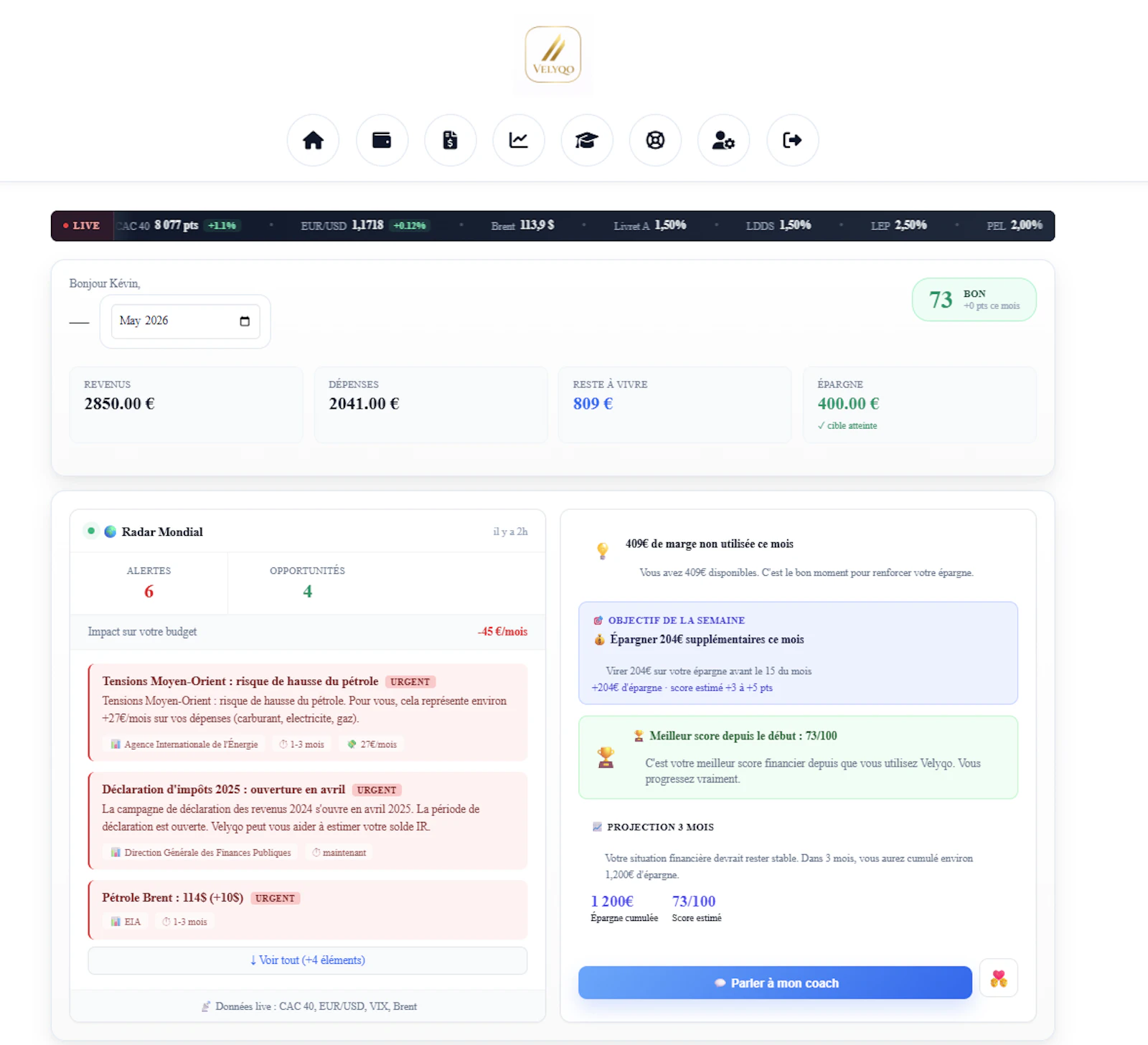 Velyqo — AI financial coach screenshot 1