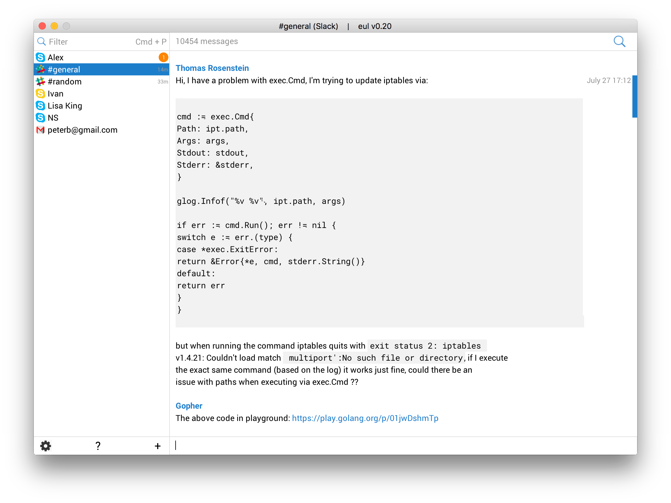 eul - lightweight native desktop client for Slack, Skype, Facebook gallery image