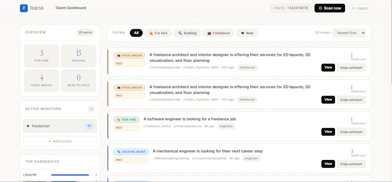 Redcruit — Find Candidates from reddit screenshot 2