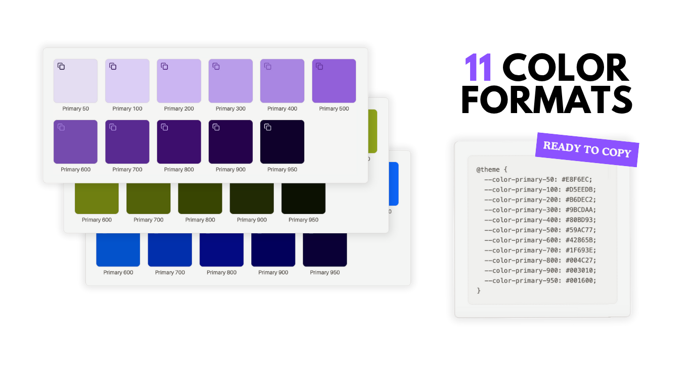 Média Générateur de palettes de couleurs de vent arrière - Générez des palettes de couleurs parfaites à 11 Shade à partir de n'importe quel code hexadécimal. 1