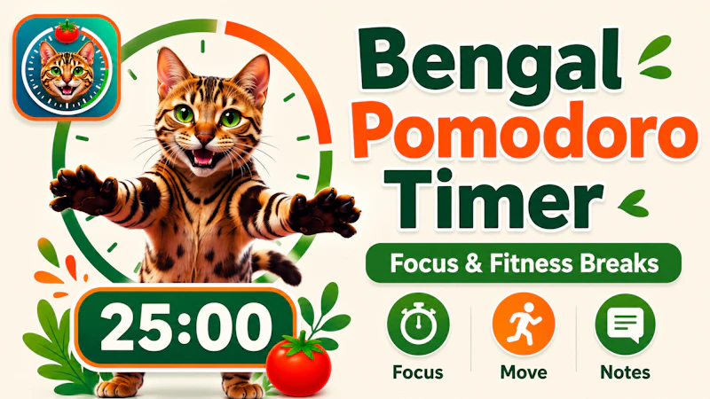 Bengal Pomodoro Timer: Focus & Fitness screenshot 2