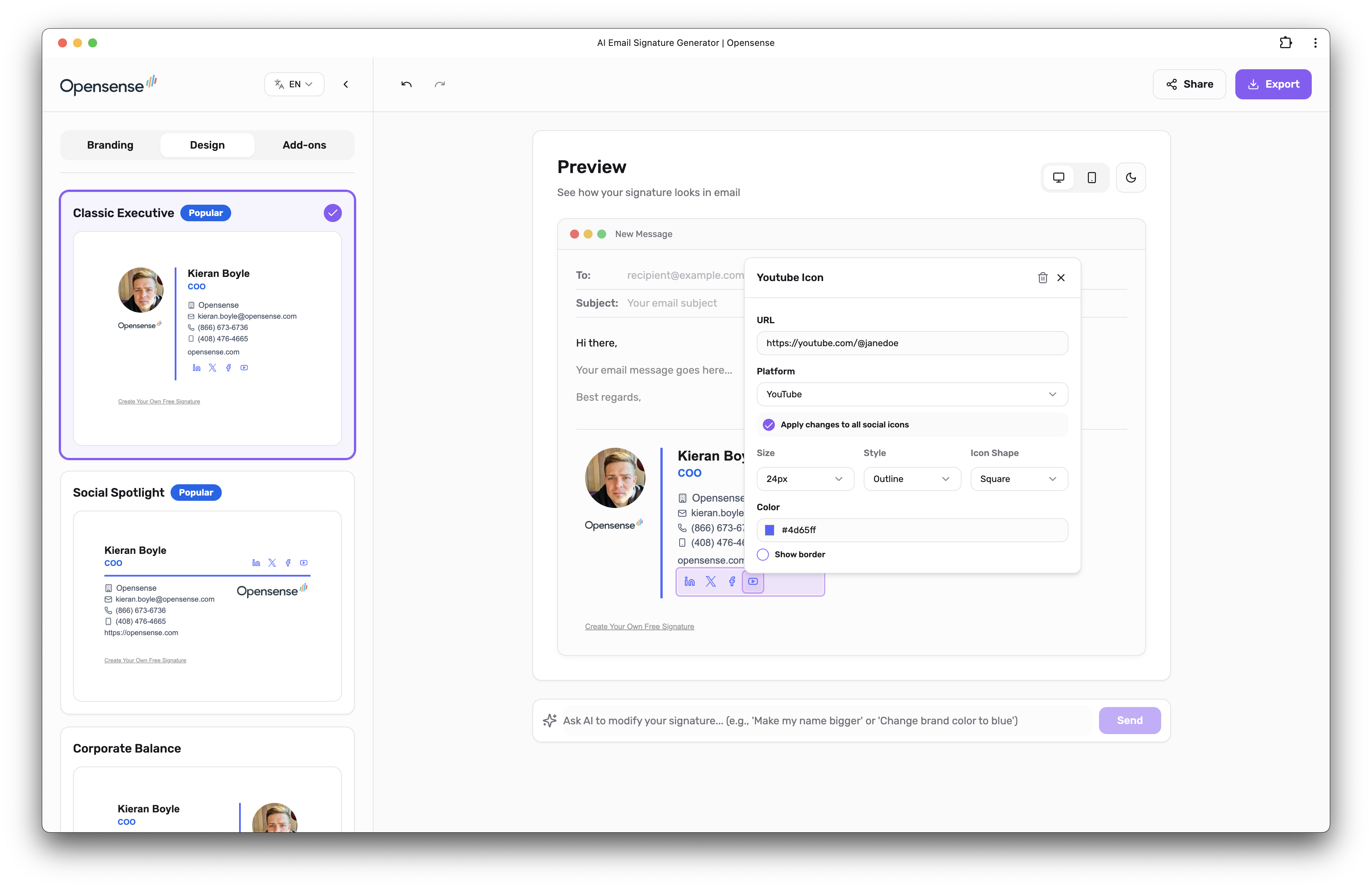 Opensense AI Email Signature Generator gallery image