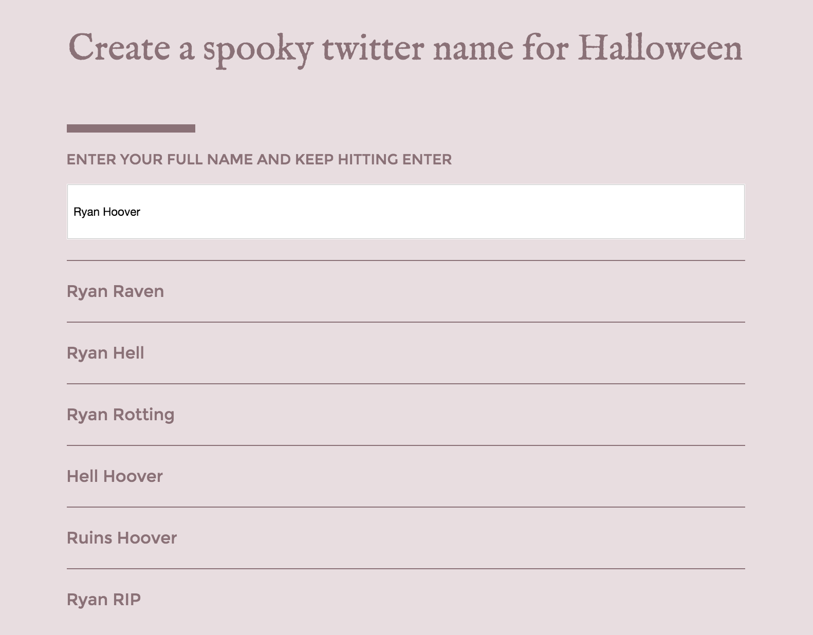 Halloween Twitter Name Generator gallery image