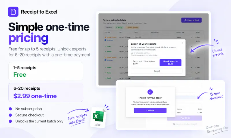 Receipt to Excel screenshot 2