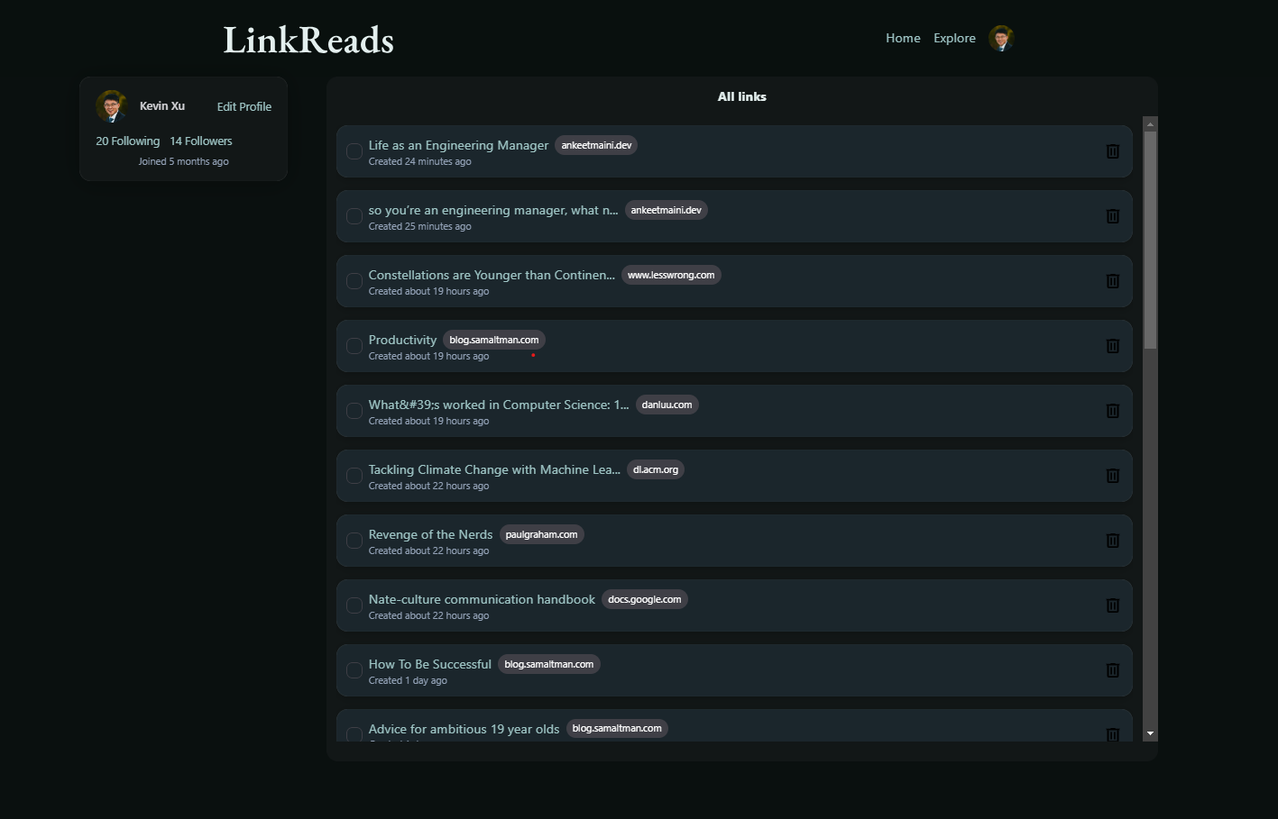 Linkreads - GoodReads для интернет -статей медиа 2