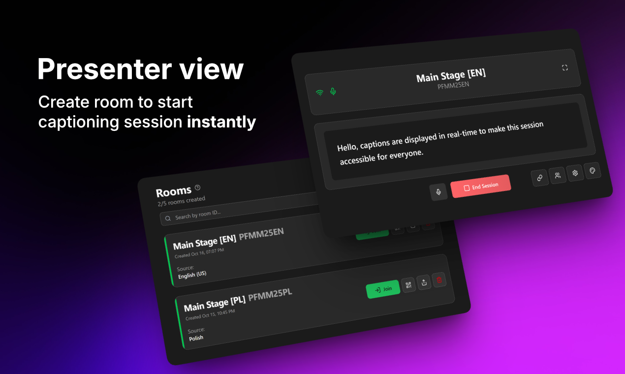 stagecaptions.io - Screenshot 2 showing product features and functionality