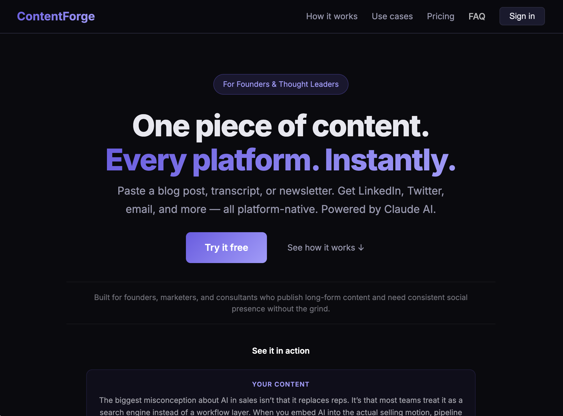 ContentForge HQ - Screenshot 2 showing product features and functionality
