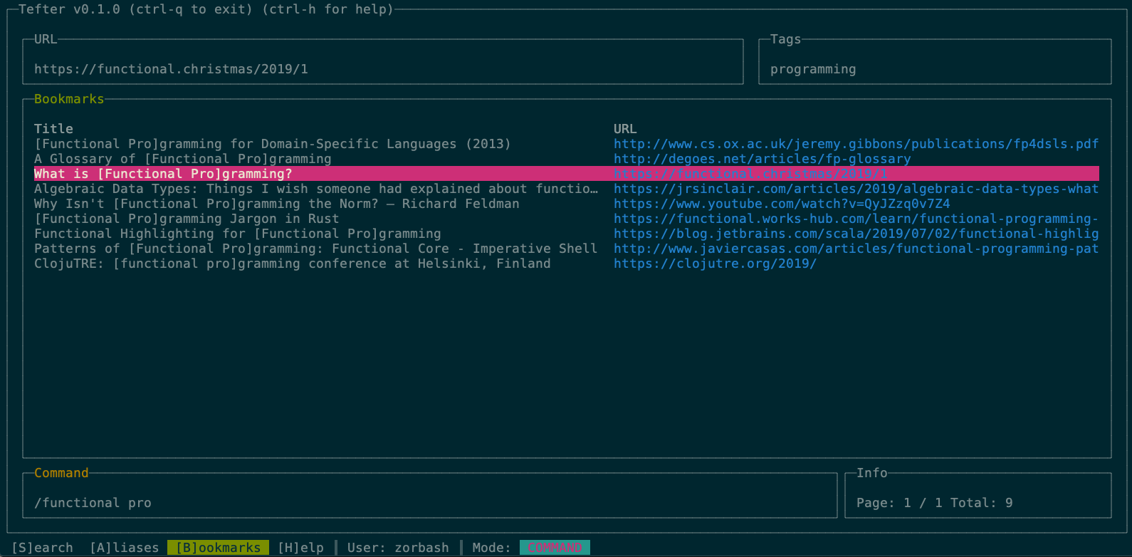Tefter for the command-line gallery image