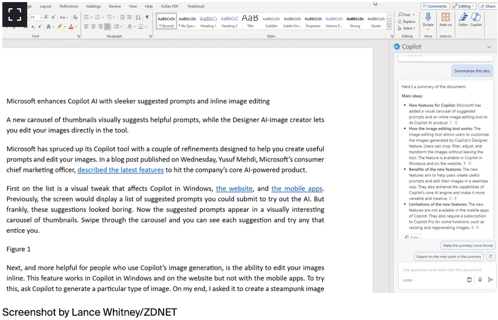 Copilot in Word screenshot 3
