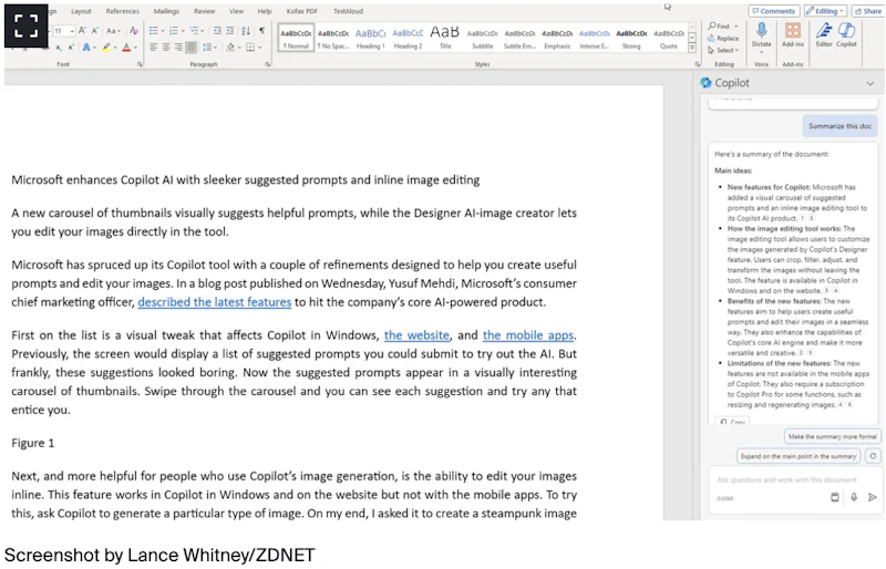 Copilot in Word screenshot 3