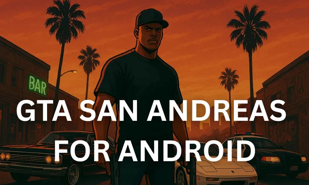 GTA San Andreas MOD APK - Main screenshot showing features and interface