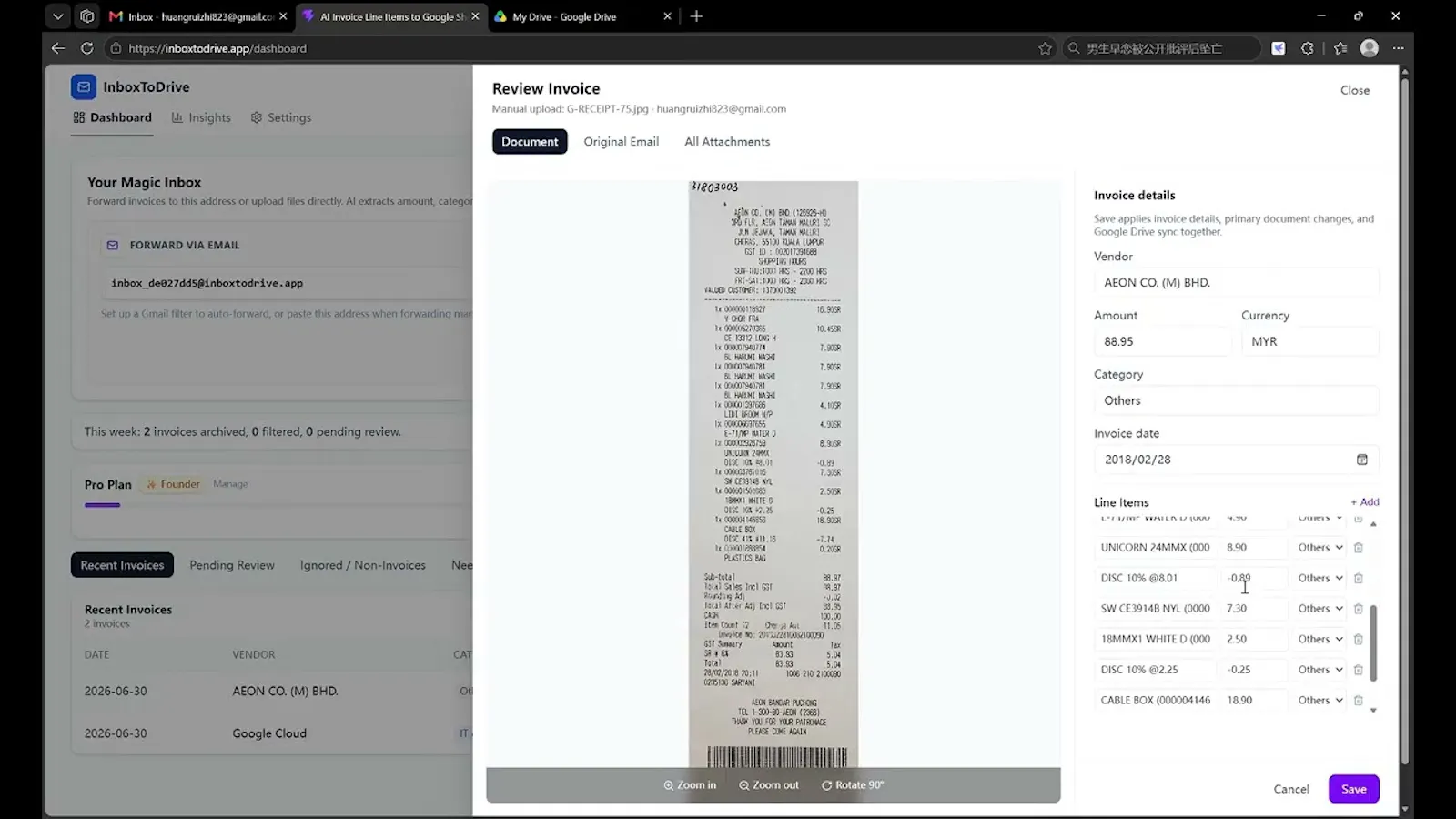 InboxToDrive screenshot 1 (video preview)