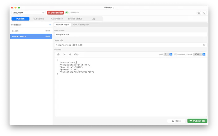 WeMQTT — Native MQTT Client for Mac gallery image
