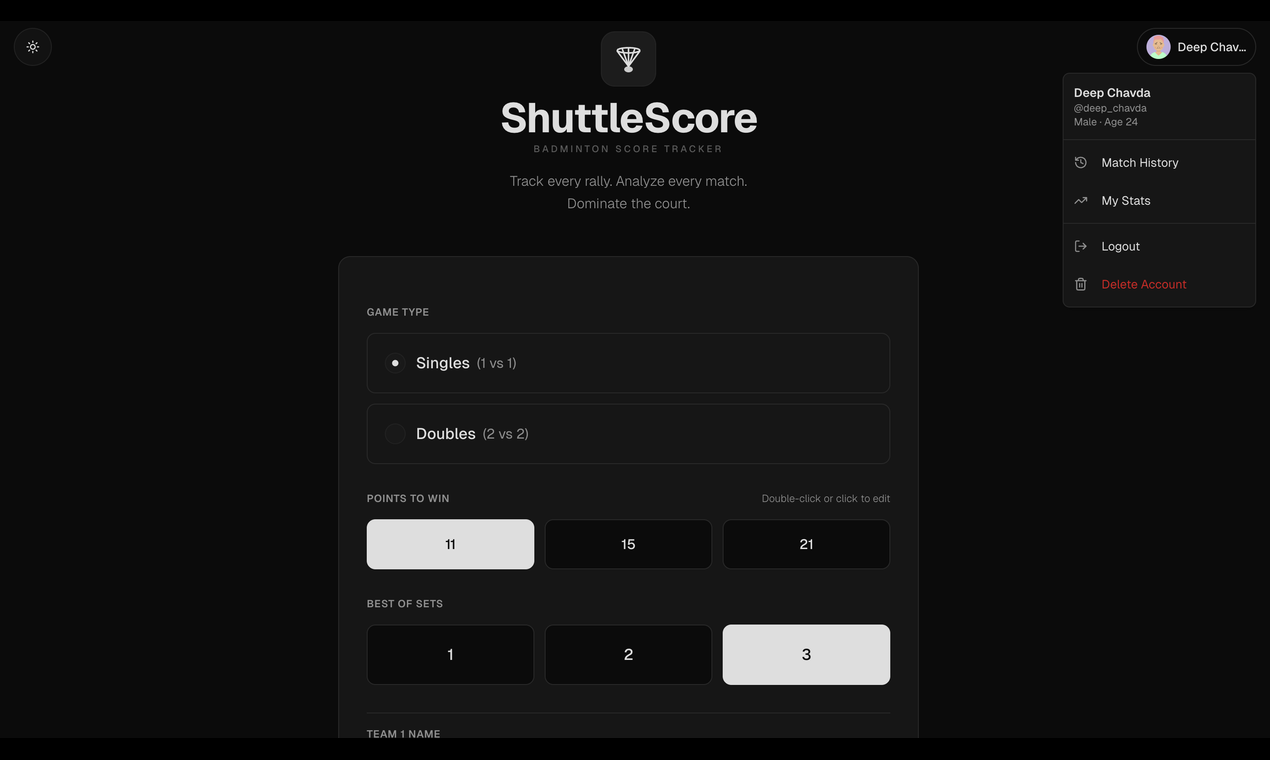 ShuttleScore — Badminton Score Tracker gallery image