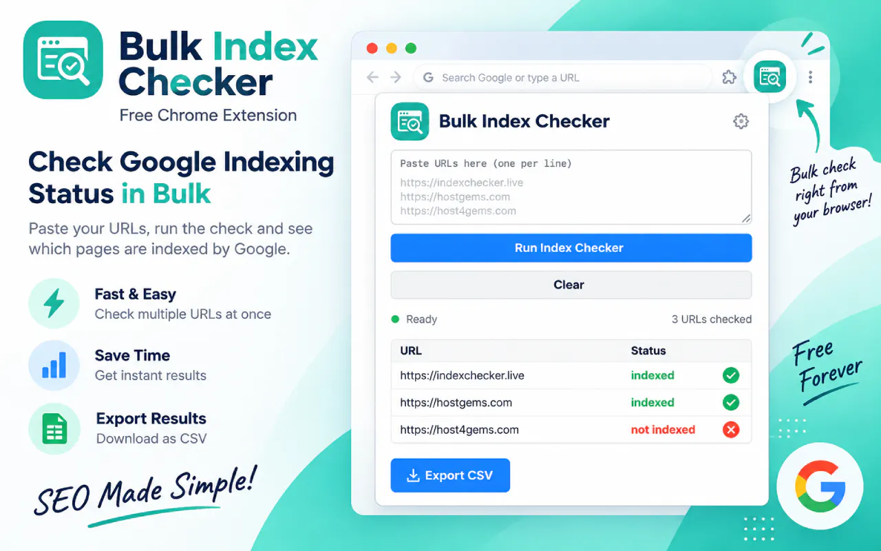 Free Bulk Index Checker Chrome Extension gallery image