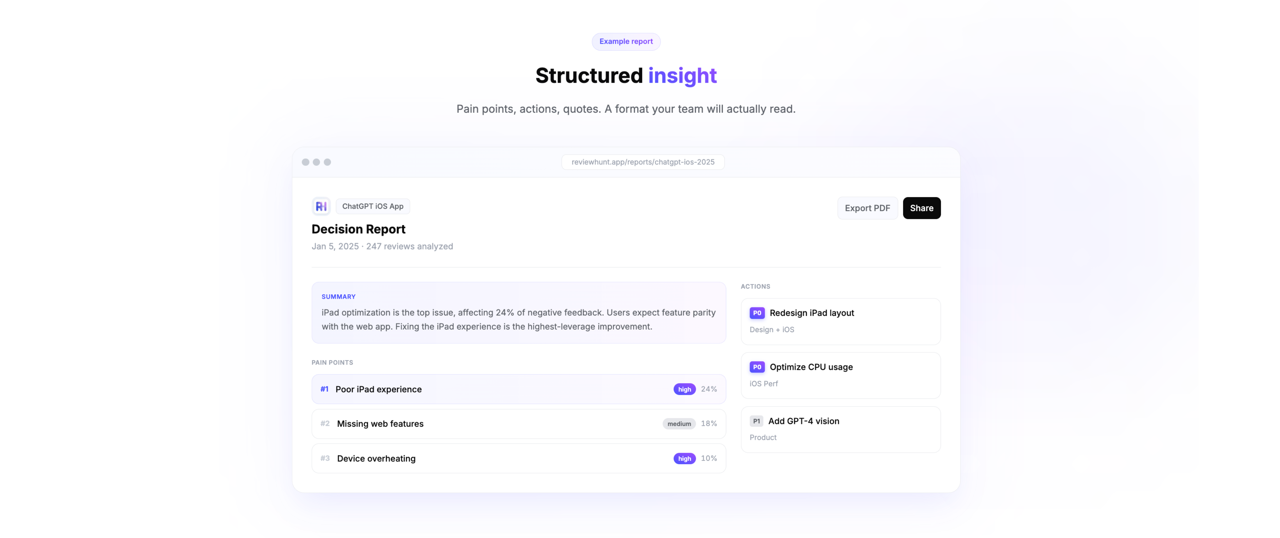 Review Hunt - Screenshot 3 showing product features and functionality