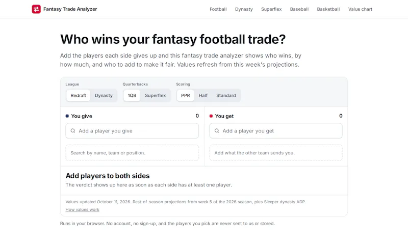 Fantasy Trade Analyzer screenshot 2