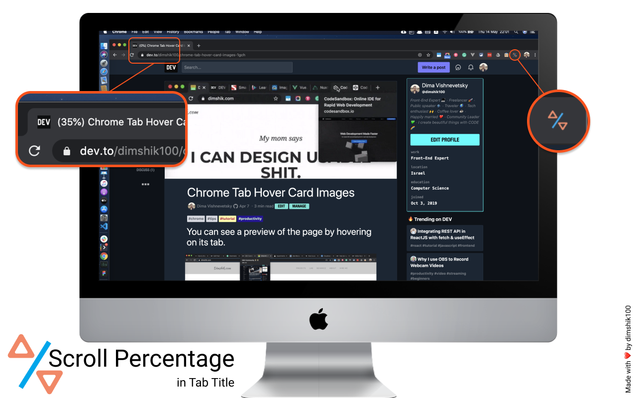 Scroll Percentage in Tab Title Extension gallery image