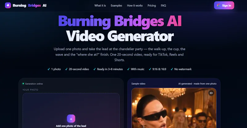 Burning Bridges AI Video Generator screenshot 1