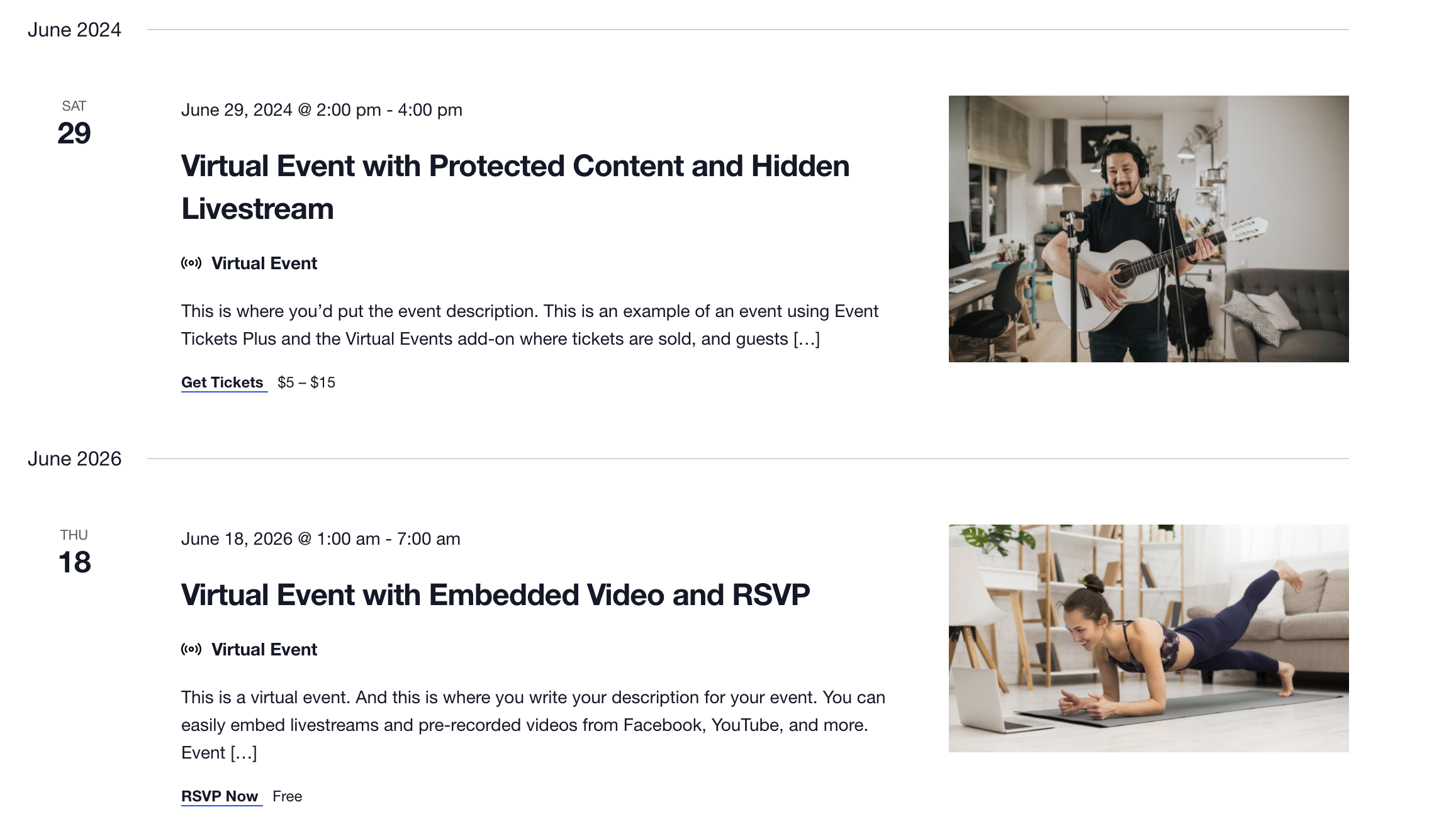 Virtual Events Calendar for WordPress gallery image