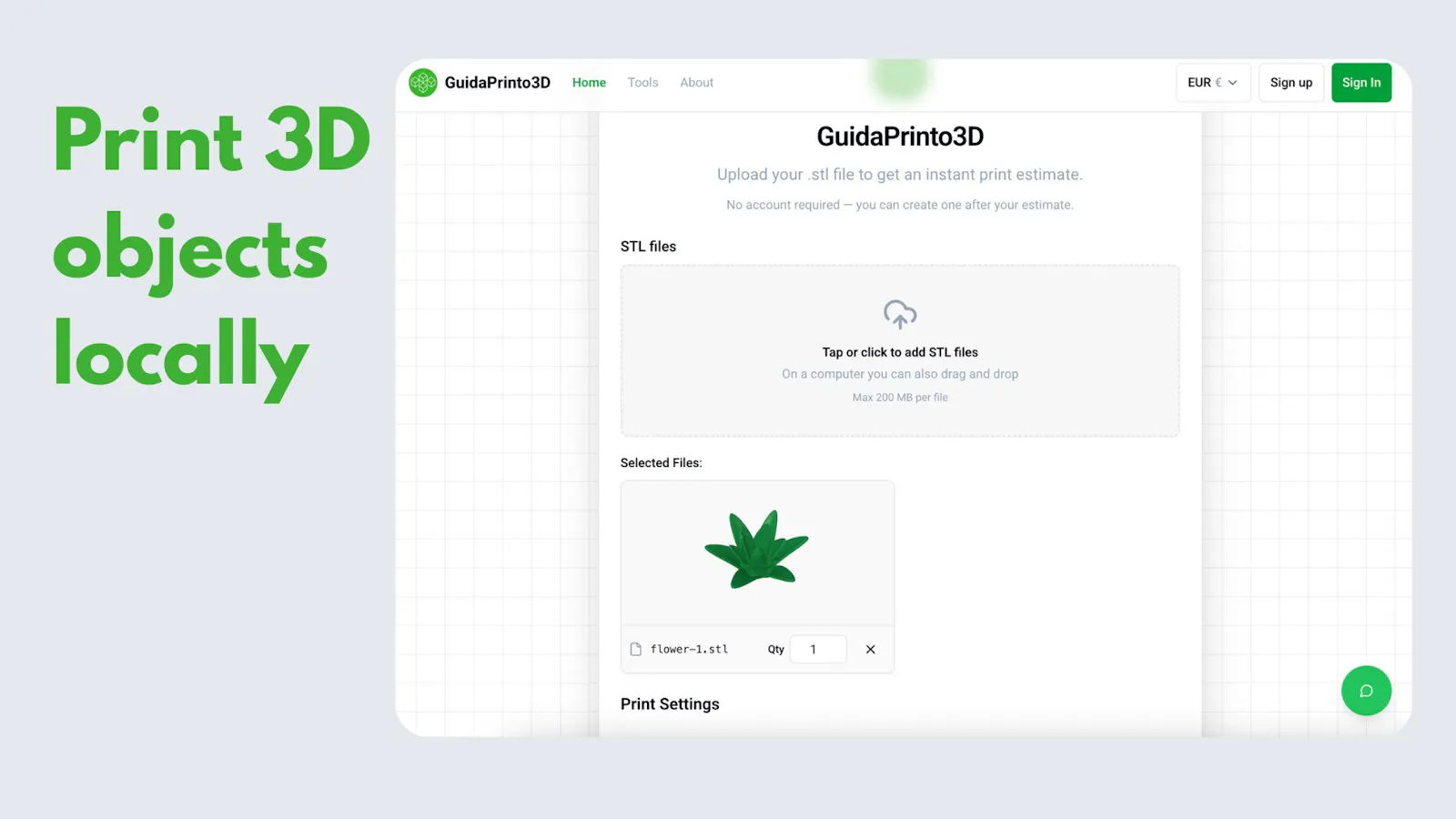 Guidaprinto3D-Print 3D objects locally screenshot 3
