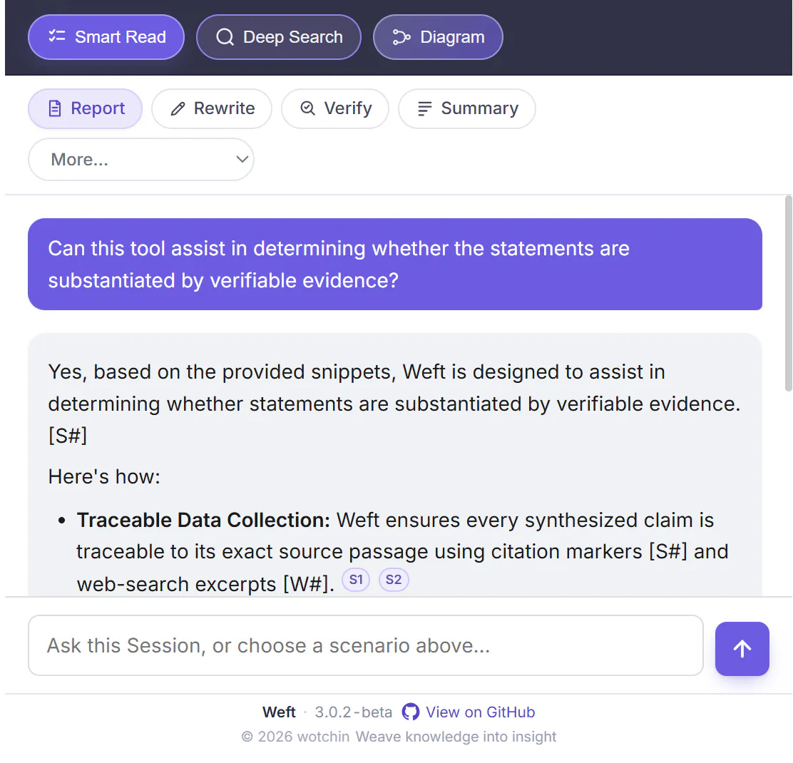 Weft: Turn browser into cited insights gallery image