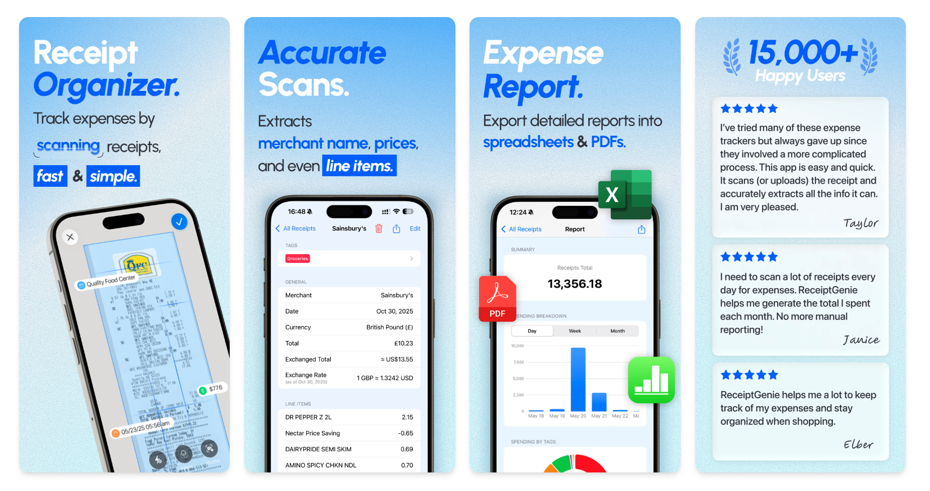 Receipt Organizer App for iPhone - Main product screenshot demonstrating key features and user interface