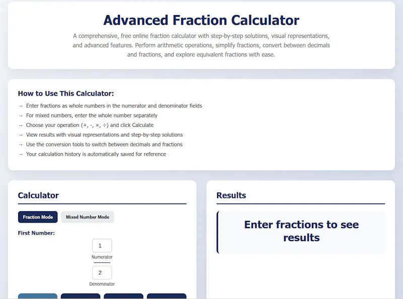 Advanced Fraction Calculator screenshot 1