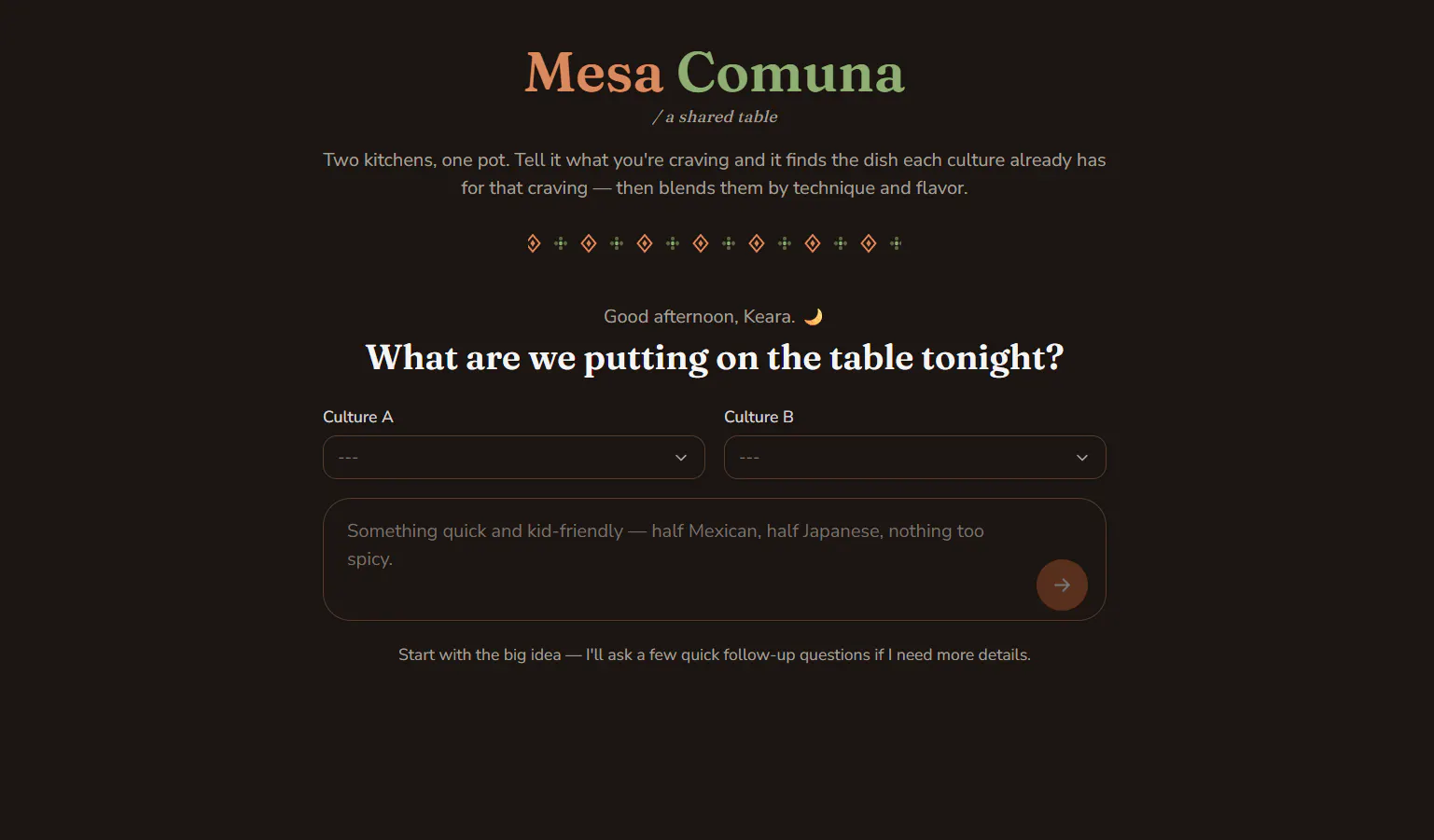 Mesa Comuna — a shared table