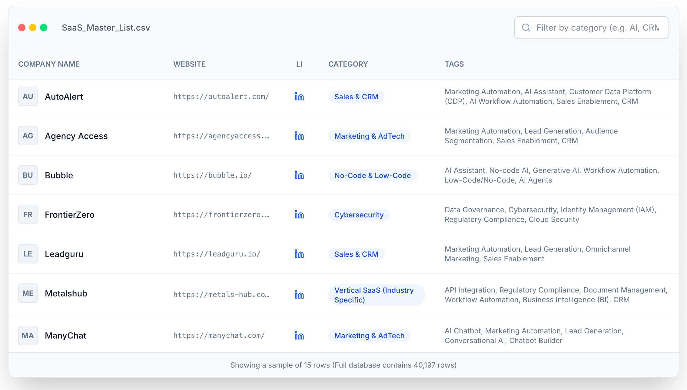 SaaSCSV - Main product screenshot demonstrating key features and user interface