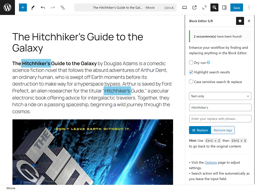 Block Editor Search & Replace media 8