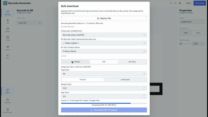 Free Bulk Barcode & Label Generator screenshot 1 (video preview)