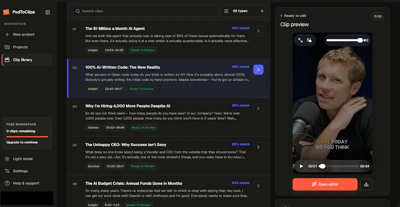 PodToClips AI screenshot 2