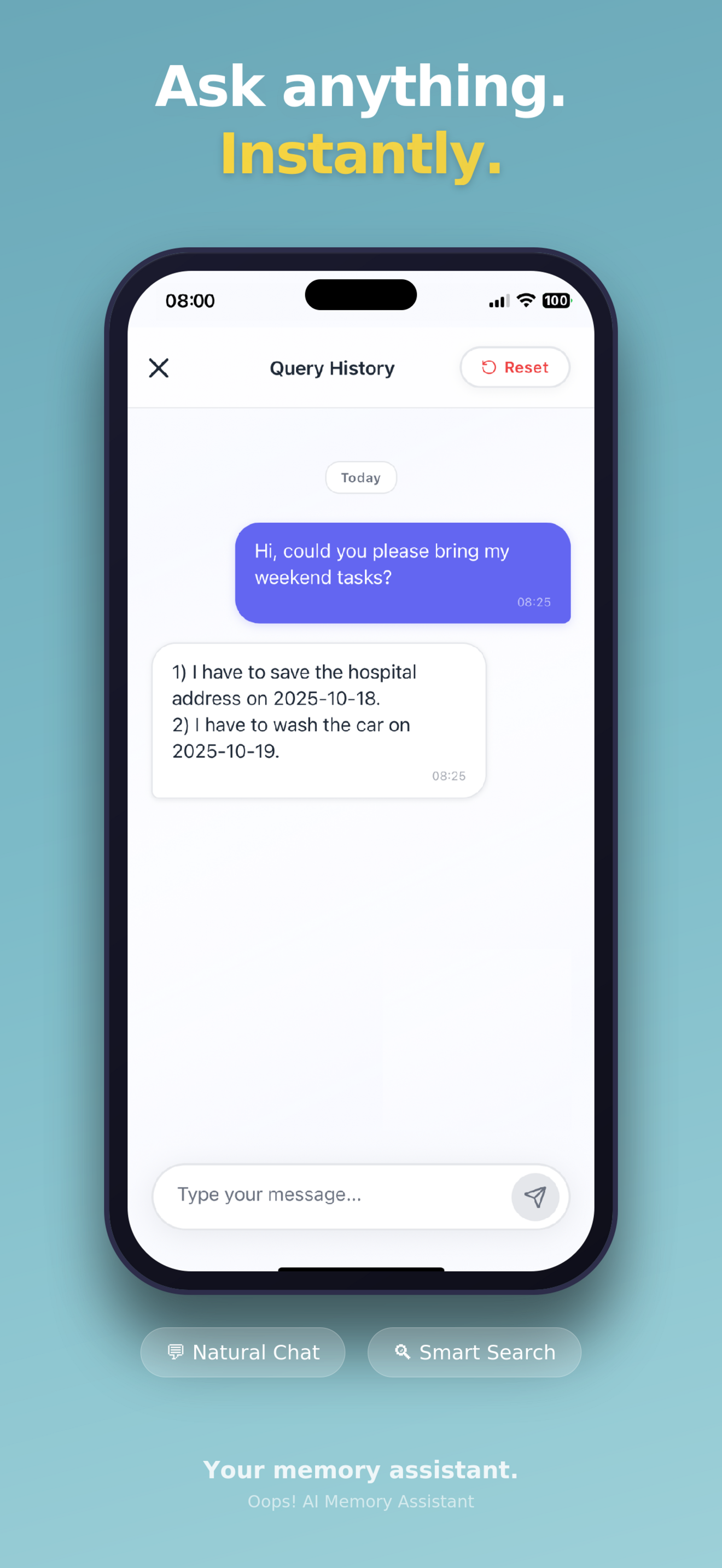 Oops! AI Memory Assistant - Screenshot 4 showing product features and functionality