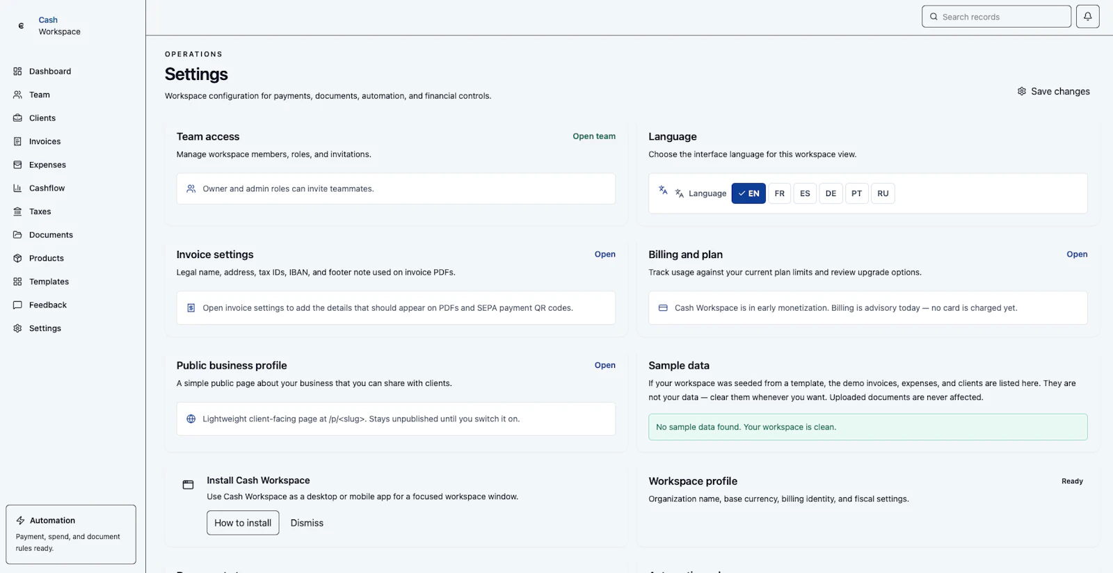 Cash Workspace screenshot 4