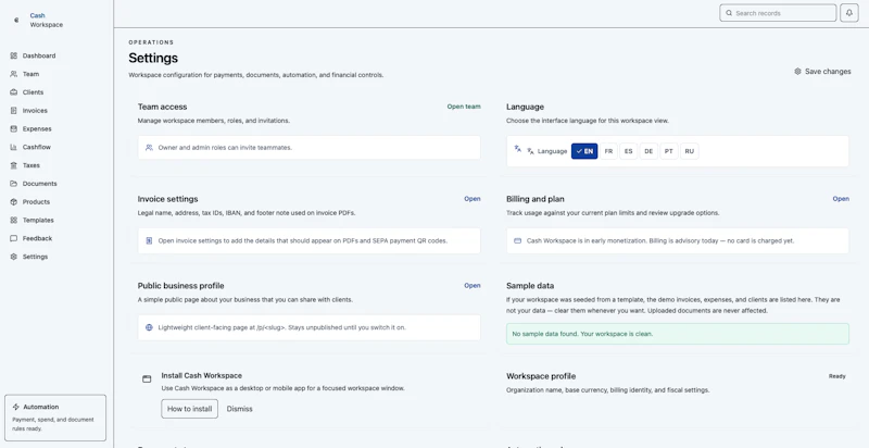 Cash Workspace screenshot 4
