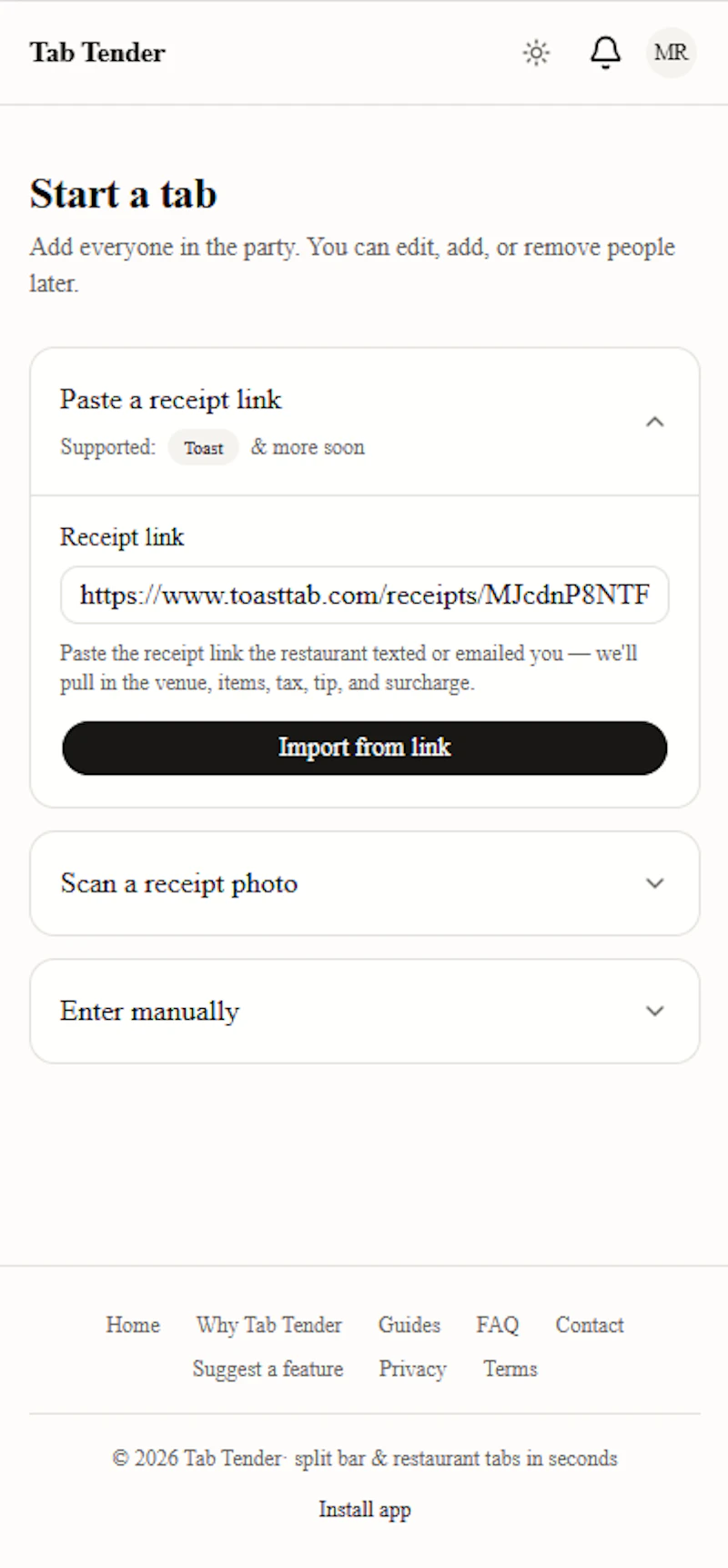 Tab Tender screenshot 2
