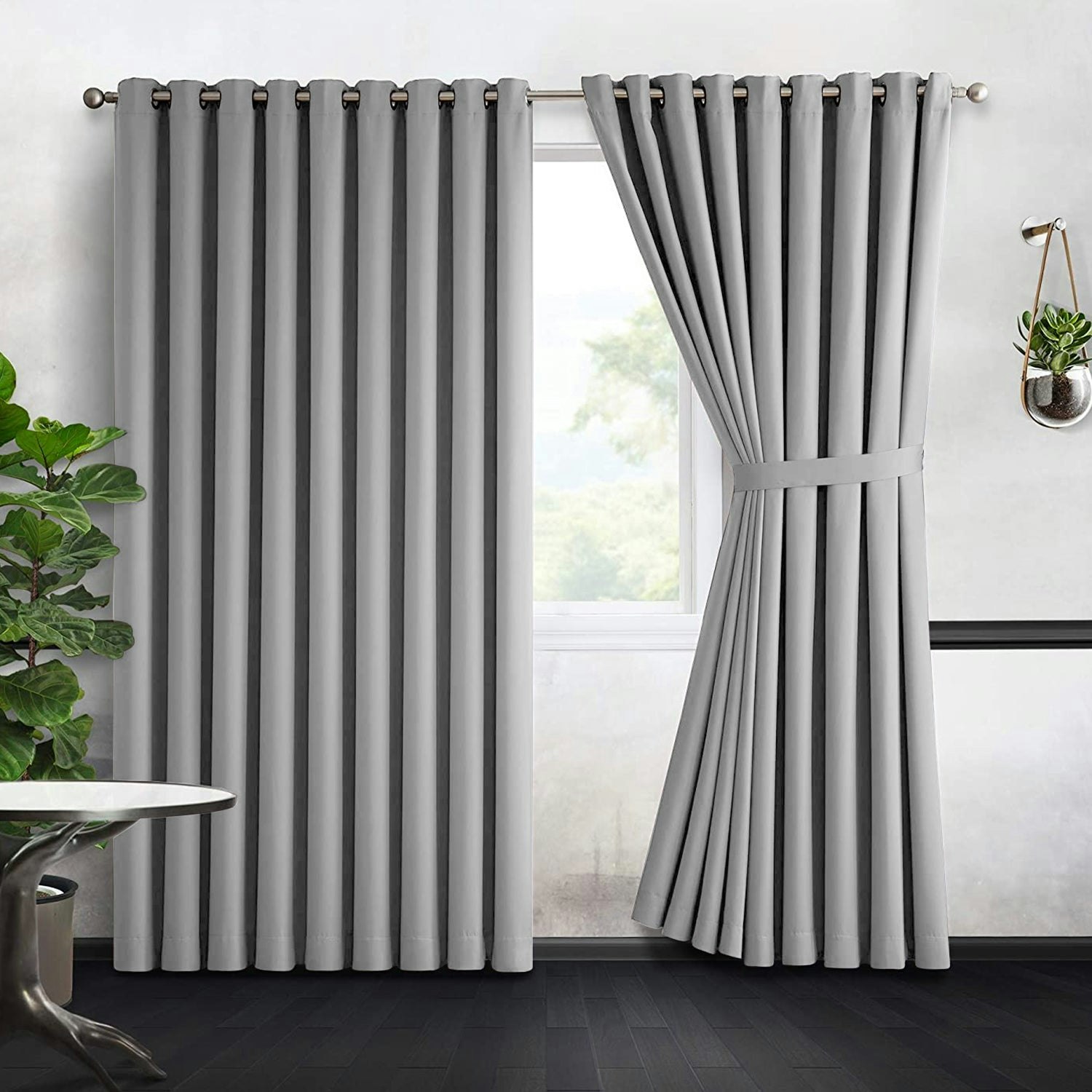 Light Grey Blackout Eyelet Curtains gallery image