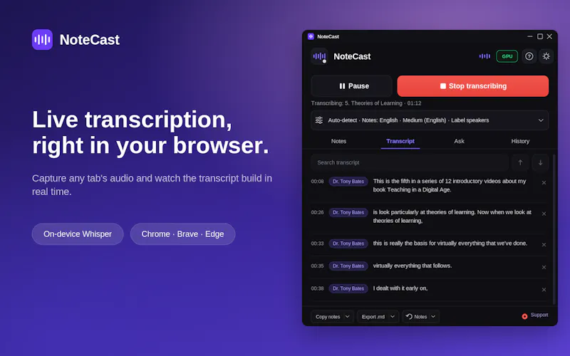 NoteCast screenshot 2